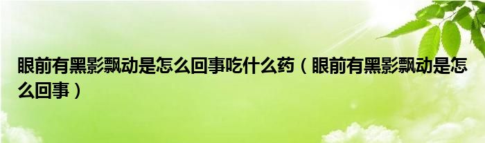 眼前有黑影飘动是怎么回事吃什么药（眼前有黑影飘动是怎么回事）