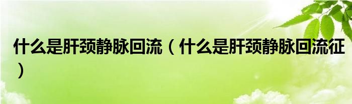 什么是肝颈静脉回流（什么是肝颈静脉回流征）