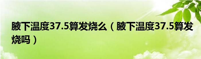 腋下温度37.5算发烧么（腋下温度37.5算发烧吗）