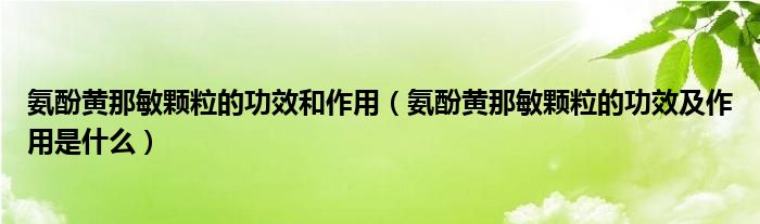 氨酚黄那敏颗粒的功效和作用（氨酚黄那敏颗粒的功效及作用是什么）