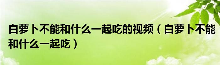 白萝卜不能和什么一起吃的视频（白萝卜不能和什么一起吃）