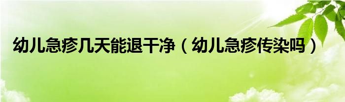 幼儿急疹几天能退干净（幼儿急疹传染吗）