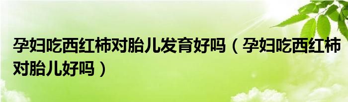 孕妇吃西红柿对胎儿发育好吗（孕妇吃西红柿对胎儿好吗）