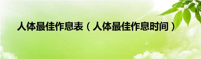 人体最佳作息表（人体最佳作息时间）