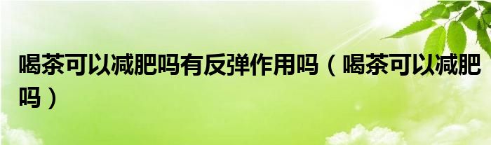 喝茶可以减肥吗有反弹作用吗（喝茶可以减肥吗）