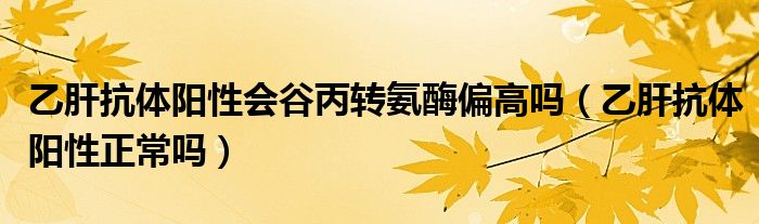 乙肝抗体阳性会谷丙转氨酶偏高吗（乙肝抗体阳性正常吗）