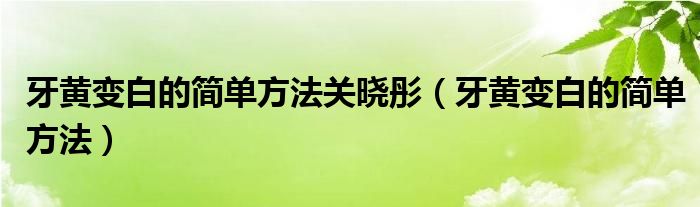 牙黄变白的简单方法关晓彤（牙黄变白的简单方法）