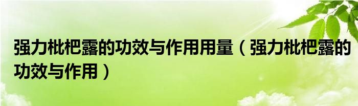 强力枇杷露的功效与作用用量（强力枇杷露的功效与作用）