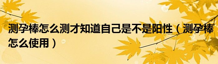 测孕棒怎么测才知道自己是不是阳性（测孕棒怎么使用）