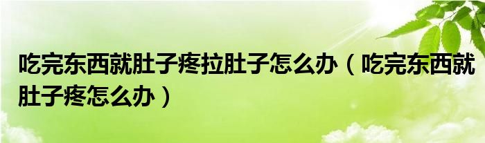 吃完东西就肚子疼拉肚子怎么办（吃完东西就肚子疼怎么办）