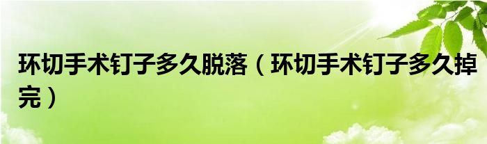 环切手术钉子多久脱落（环切手术钉子多久掉完）