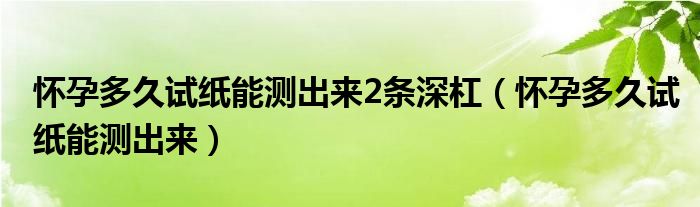 怀孕多久试纸能测出来2条深杠（怀孕多久试纸能测出来）