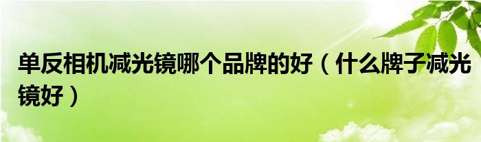 单反相机减光镜哪个品牌的好（什么牌子减光镜好）