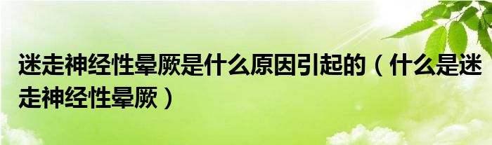 迷走神经性晕厥是什么原因引起的（什么是迷走神经性晕厥）