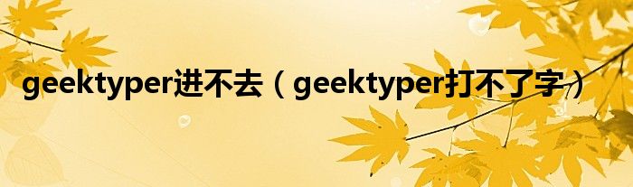 geektyper进不去（geektyper打不了字）