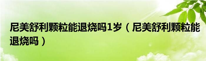 尼美舒利颗粒能退烧吗1岁（尼美舒利颗粒能退烧吗）