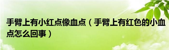 手臂上有小红点像血点（手臂上有红色的小血点怎么回事）