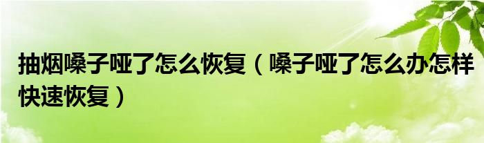 抽烟嗓子哑了怎么恢复（嗓子哑了怎么办怎样快速恢复）