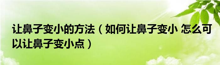 让鼻子变小的方法（如何让鼻子变小 怎么可以让鼻子变小点）