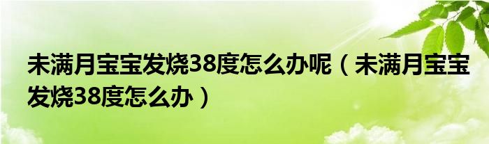 未满月宝宝发烧38度怎么办呢（未满月宝宝发烧38度怎么办）