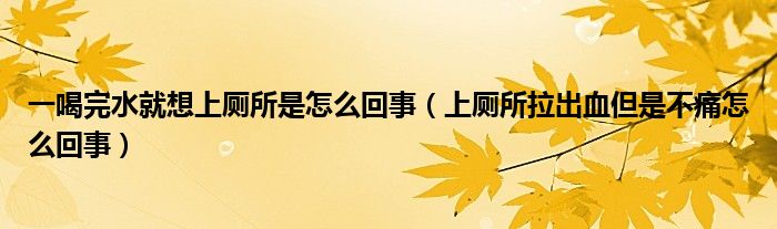 一喝完水就想上厕所是怎么回事（上厕所拉出血但是不痛怎么回事）