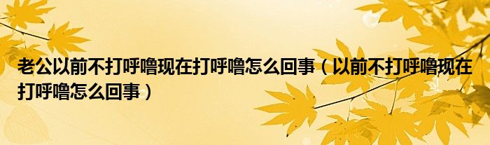 老公以前不打呼噜现在打呼噜怎么回事（以前不打呼噜现在打呼噜怎么回事）