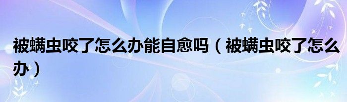 被螨虫咬了怎么办能自愈吗（被螨虫咬了怎么办）