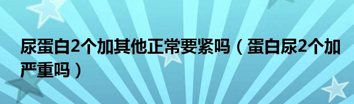 尿蛋白2个加其他正常要紧吗（蛋白尿2个加严重吗）