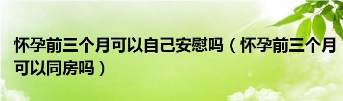 怀孕前三个月可以自己安慰吗（怀孕前三个月可以同房吗）