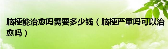 脑梗能治愈吗需要多少钱（脑梗严重吗可以治愈吗）