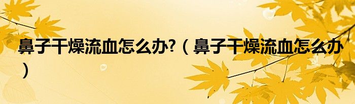 鼻子干燥流血怎么办?（鼻子干燥流血怎么办）