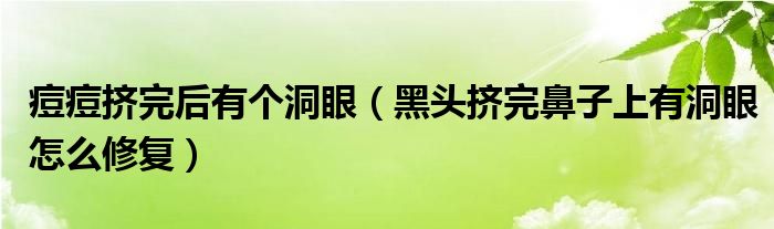 痘痘挤完后有个洞眼（黑头挤完鼻子上有洞眼怎么修复）