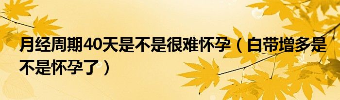 月经周期40天是不是很难怀孕（白带增多是不是怀孕了）