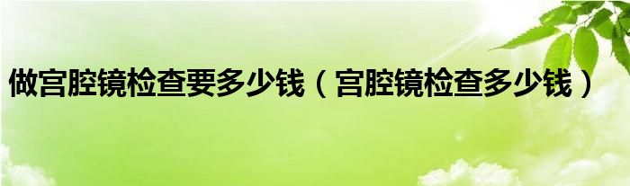 做宫腔镜检查要多少钱（宫腔镜检查多少钱）