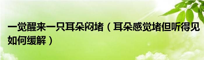 一觉醒来一只耳朵闷堵（耳朵感觉堵但听得见如何缓解）