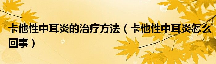 卡他性中耳炎的治疗方法（卡他性中耳炎怎么回事）