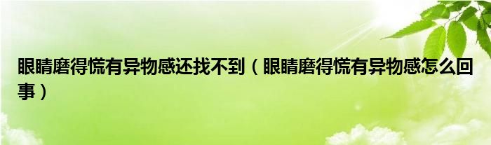 眼睛磨得慌有异物感还找不到（眼睛磨得慌有异物感怎么回事）