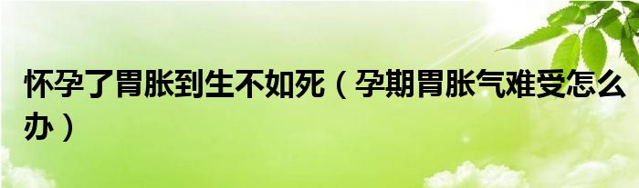 怀孕了胃胀到生不如死（孕期胃胀气难受怎么办）