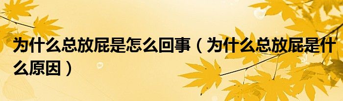 为什么总放屁是怎么回事（为什么总放屁是什么原因）