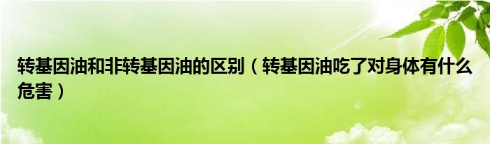 转基因油和非转基因油的区别（转基因油吃了对身体有什么危害）