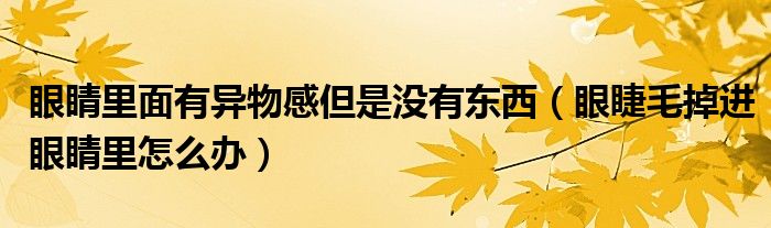 眼睛里面有异物感但是没有东西（眼睫毛掉进眼睛里怎么办）