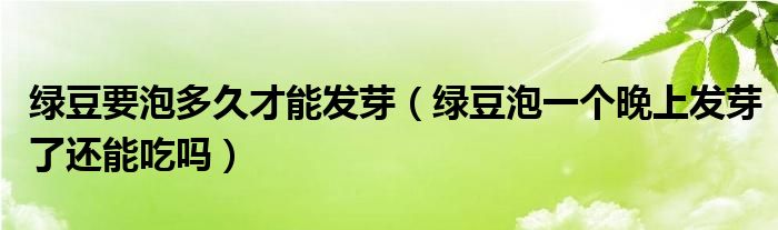 绿豆要泡多久才能发芽（绿豆泡一个晚上发芽了还能吃吗）