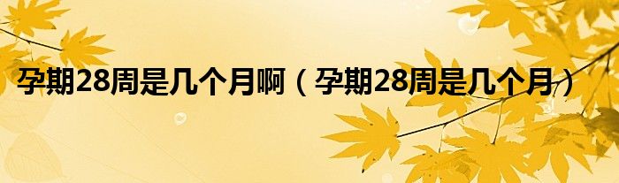 孕期28周是几个月啊（孕期28周是几个月）