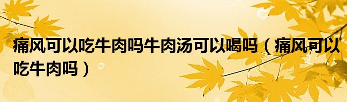 痛风可以吃牛肉吗牛肉汤可以喝吗（痛风可以吃牛肉吗）