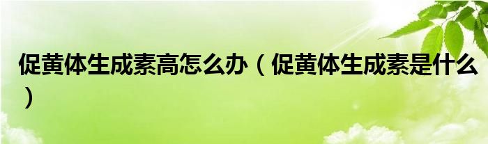 促黄体生成素高怎么办（促黄体生成素是什么）