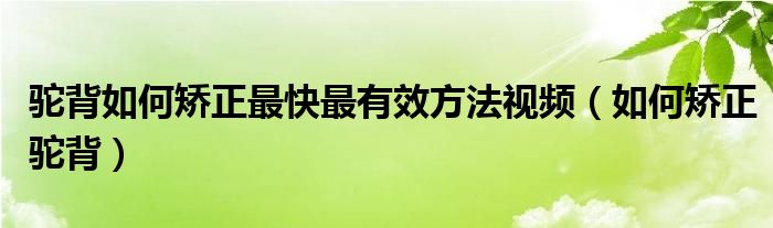 驼背如何矫正最快最有效方法视频（如何矫正驼背）