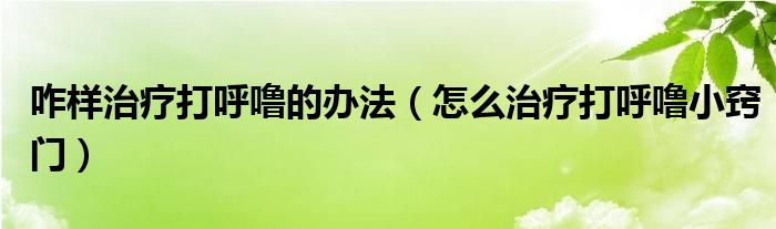 咋样治疗打呼噜的办法（怎么治疗打呼噜小窍门）