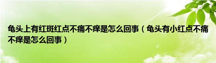 龟头上有红斑红点不痛不痒是怎么回事（龟头有小红点不痛不痒是怎么回事）