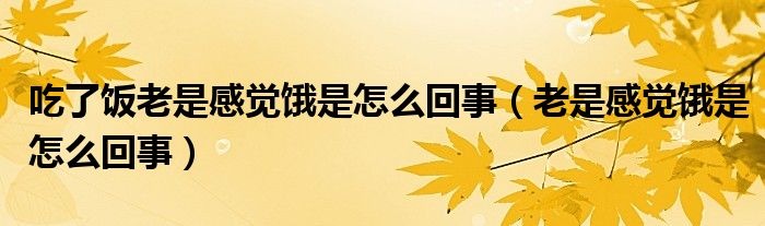 吃了饭老是感觉饿是怎么回事（老是感觉饿是怎么回事）