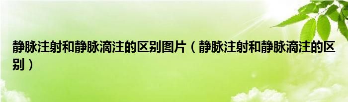 静脉注射和静脉滴注的区别图片（静脉注射和静脉滴注的区别）